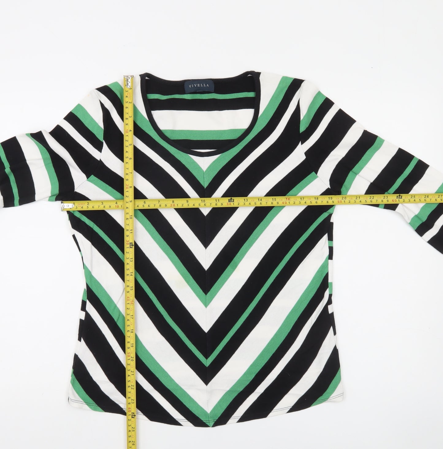 Viyella Women’s Multicoloured Stripe Cotton Jersey Top L