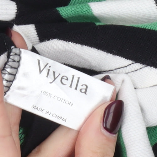 Viyella Women’s Multicoloured Stripe Cotton Jersey Top L