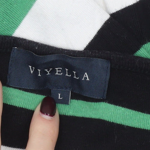 Viyella Women’s Multicoloured Stripe Cotton Jersey Top L