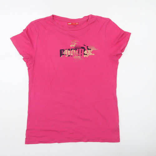 Puma Women's Pink Short Sleeve Crew Neck T-Shirt UK 16