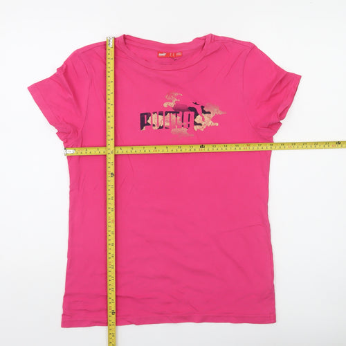 Puma Women's Pink Short Sleeve Crew Neck T-Shirt UK 16