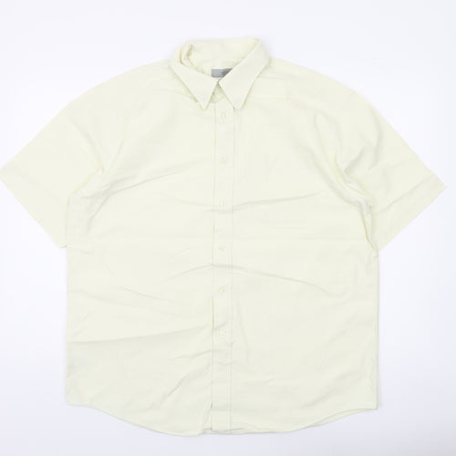 Marks and Spencer Men’s Ivory Short Sleeve Cotton Button-Up Shirt 16.5in