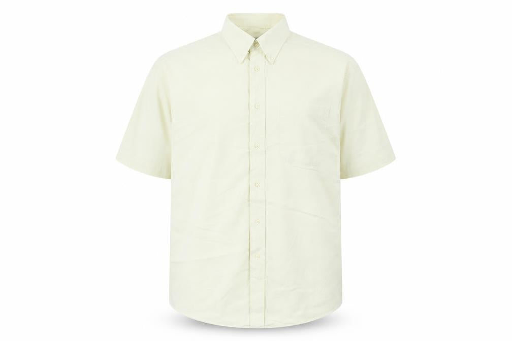 Marks and Spencer Men’s Ivory Short Sleeve Cotton Button-Up Shirt 16.5in