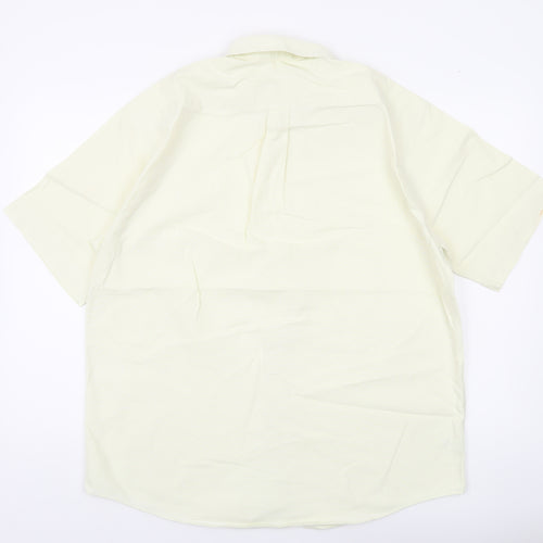 Marks and Spencer Men’s Ivory Short Sleeve Cotton Button-Up Shirt 16.5in