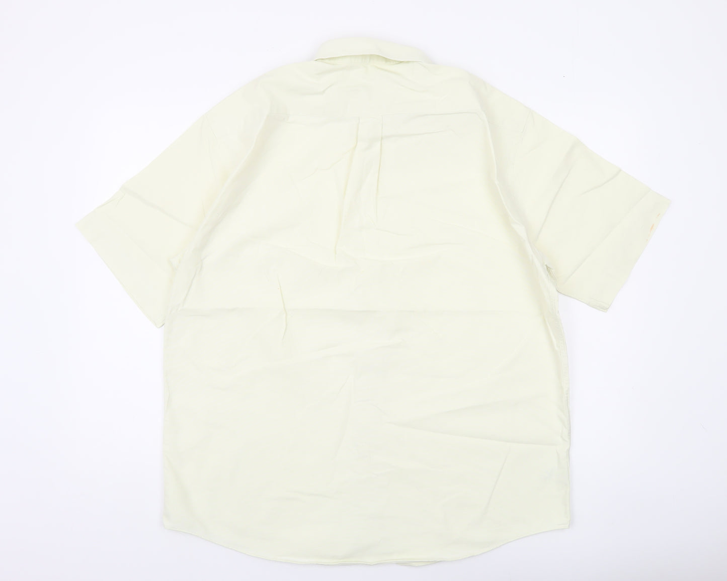 Marks and Spencer Men’s Ivory Short Sleeve Cotton Button-Up Shirt 16.5in