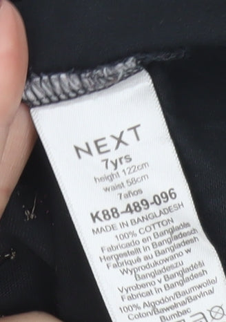 Next Girls Black Sequin Galaxy Graphic T-Shirt 7 Years - The Universe Glitters & Shines