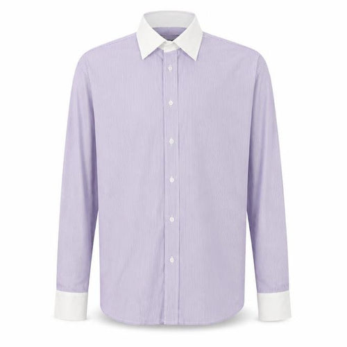 Greenwoods Men's Purple White Striped Button-Up Shirt 16.5 Regular Fit