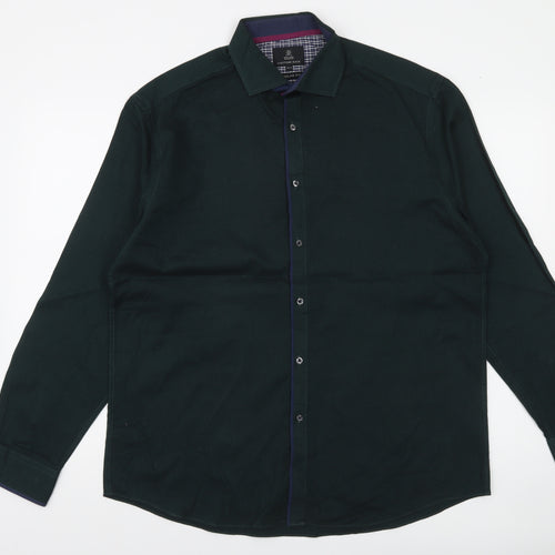 Taylor & Wright Men's Green Regular Fit Cotton Blend Long Sleeve Shirt 16.5
