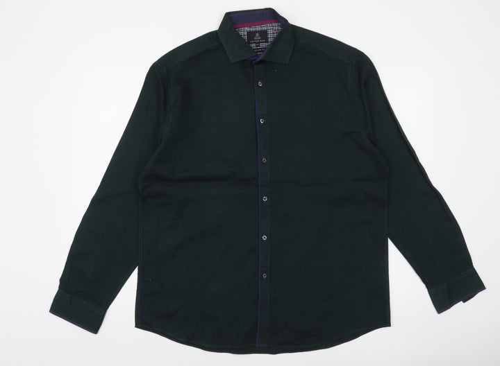 Taylor & Wright Men's Green Regular Fit Cotton Blend Long Sleeve Shirt 16.5