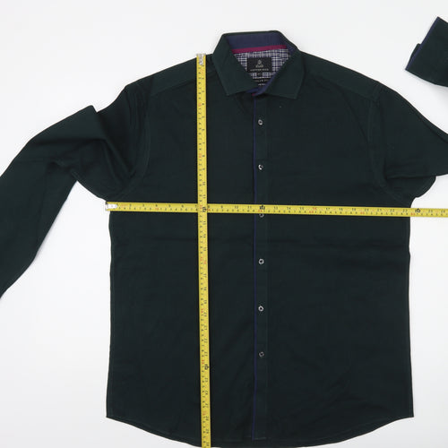 Taylor & Wright Men's Green Regular Fit Cotton Blend Long Sleeve Shirt 16.5