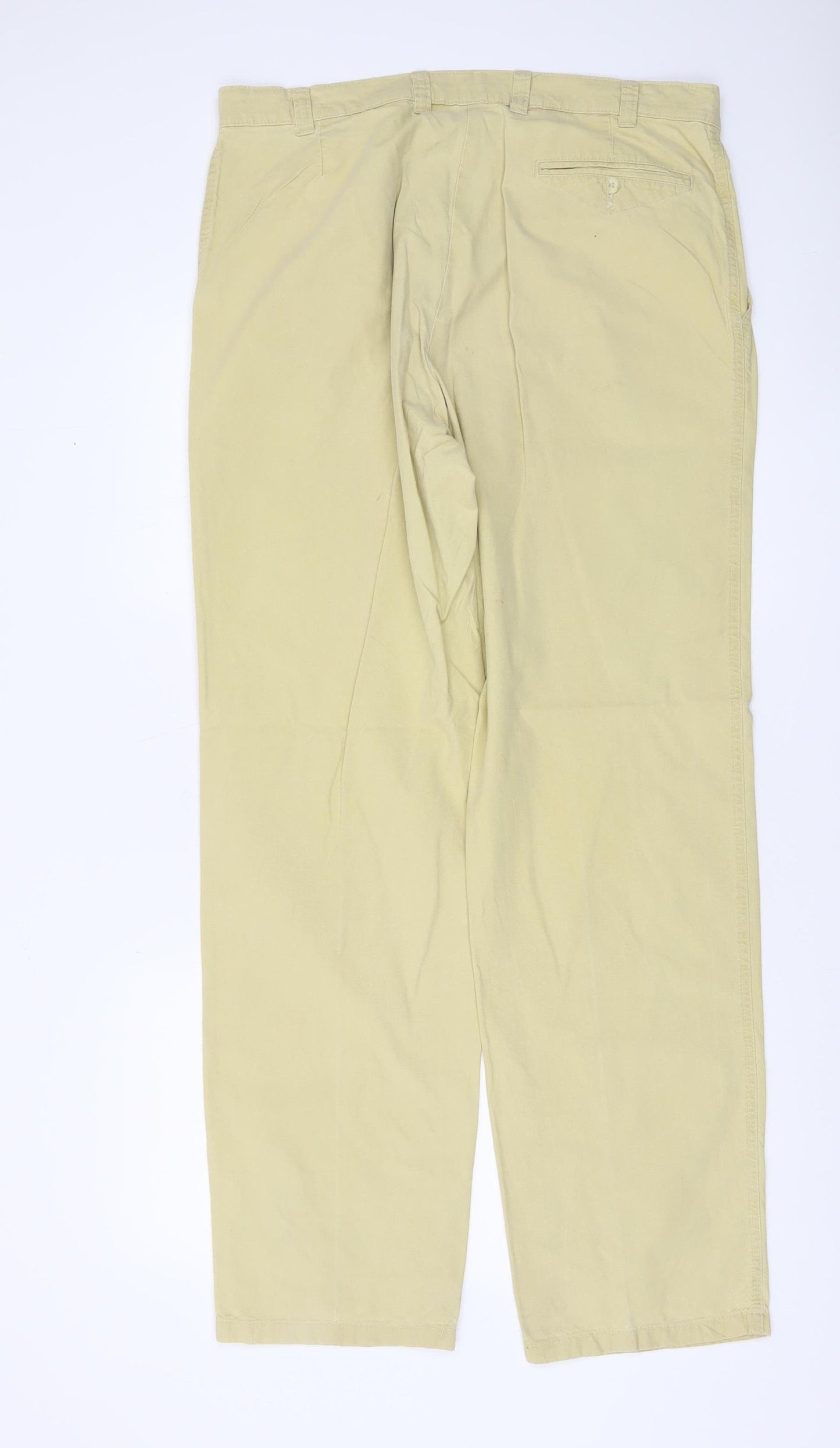 Marks and Spencer St Michael Men's Beige 36x33 Pleated Chino Trousers