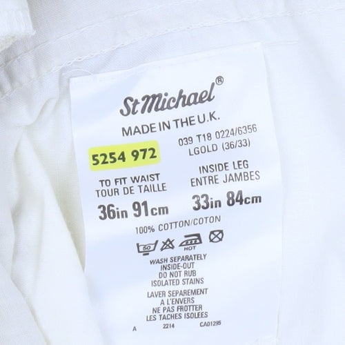 Marks and Spencer St Michael Men's Beige 36x33 Pleated Chino Trousers