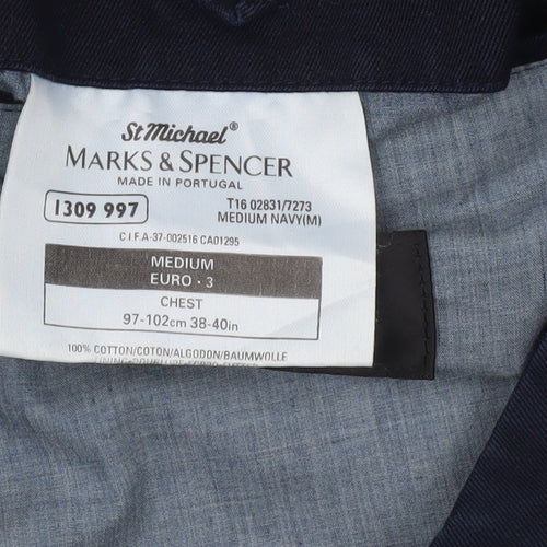 Marks and Spencer Men's Blue Basic Jacket Medium 38-40" Cotton Blend