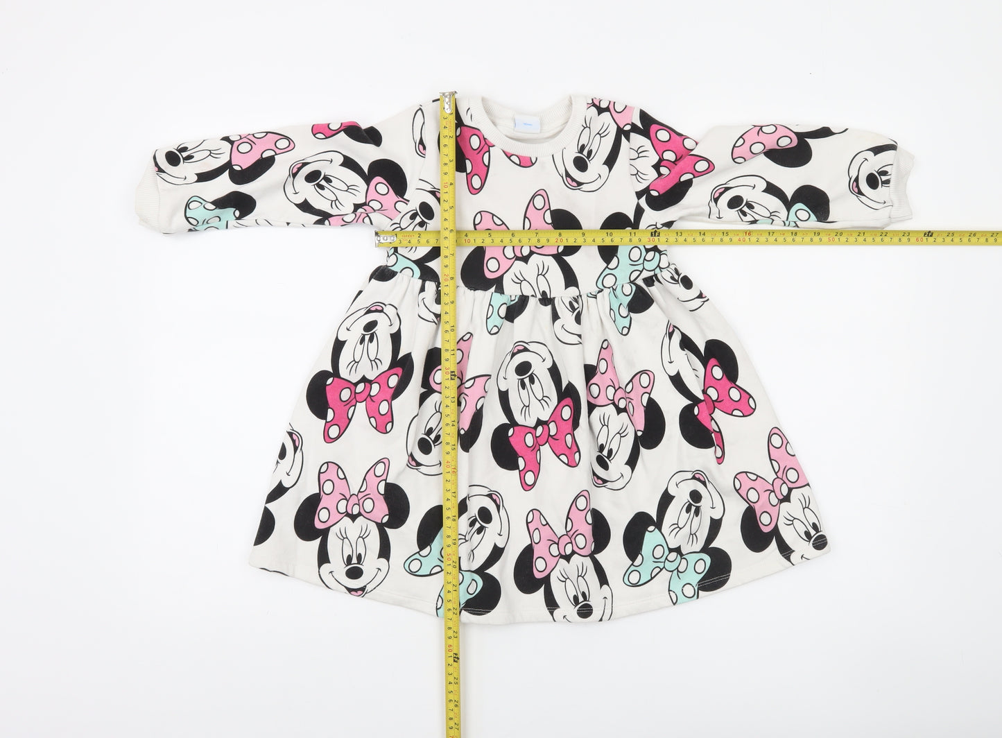 Disney Girls Ivory Minnie Mouse Long Sleeve Skater Dress 5-6 Years