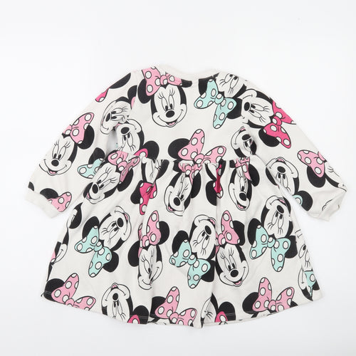 Disney Girls Ivory Minnie Mouse Long Sleeve Skater Dress 5-6 Years