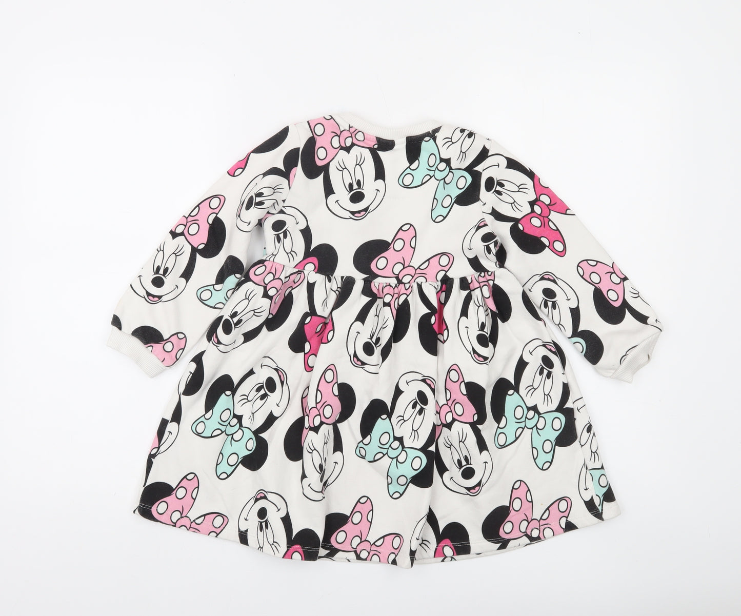 Disney Girls Ivory Minnie Mouse Long Sleeve Skater Dress 5-6 Years