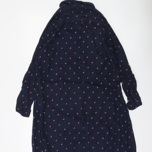 Fat Face Women's Blue Floral Collared 3/4 Sleeve Shirt Dress Size 12