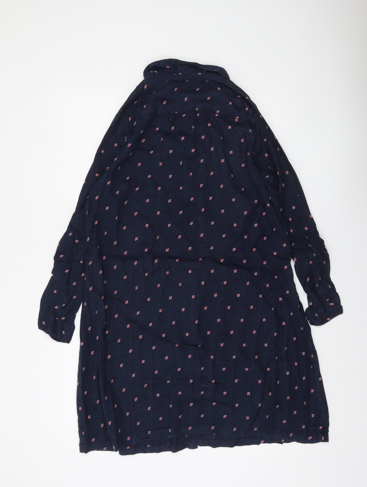 Fat Face Women's Blue Floral Collared 3/4 Sleeve Shirt Dress Size 12