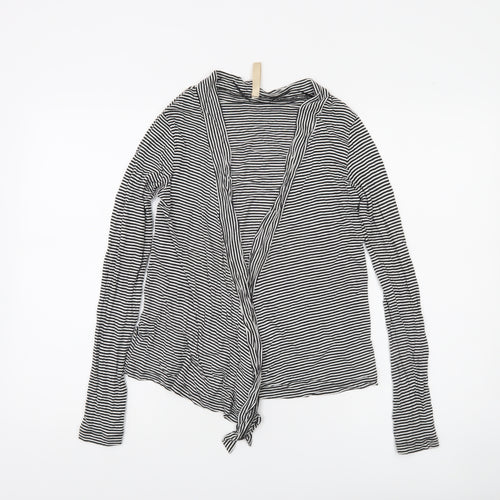 Cotton On Women’s Black Striped Wrap Long Sleeve Blouse Size L