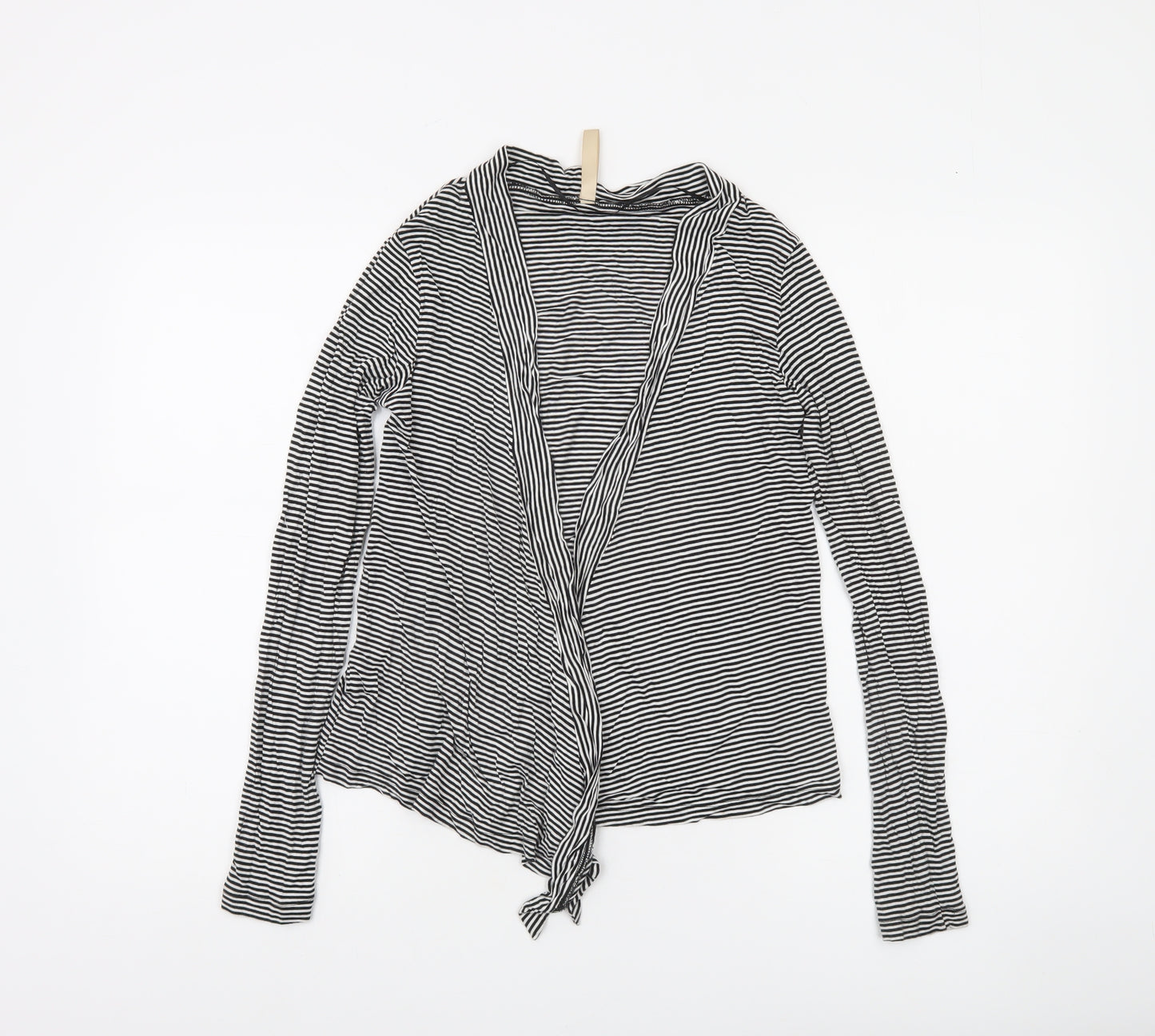 Cotton On Women’s Black Striped Wrap Long Sleeve Blouse Size L
