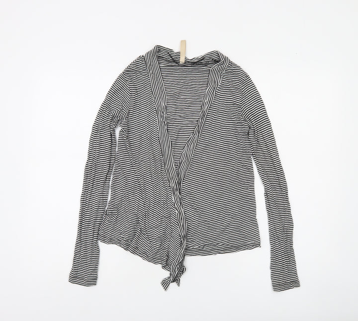 Cotton On Women’s Black Striped Wrap Long Sleeve Blouse Size L