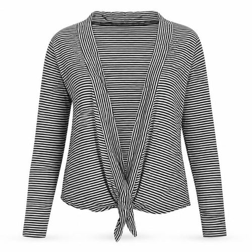 Cotton On Women’s Black Striped Wrap Long Sleeve Blouse Size L