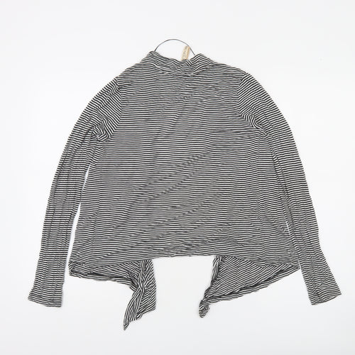 Cotton On Women’s Black Striped Wrap Long Sleeve Blouse Size L
