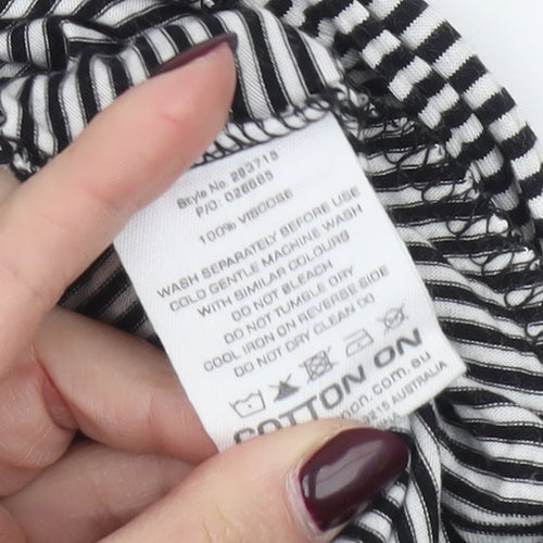 Cotton On Women’s Black Striped Wrap Long Sleeve Blouse Size L