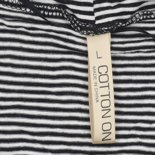Cotton On Women’s Black Striped Wrap Long Sleeve Blouse Size L