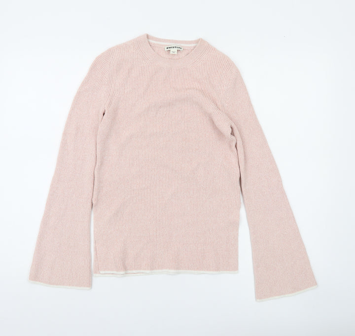 Whistles Women Pink Crew Neck Long Sleeve Pullover Jumper Size 10