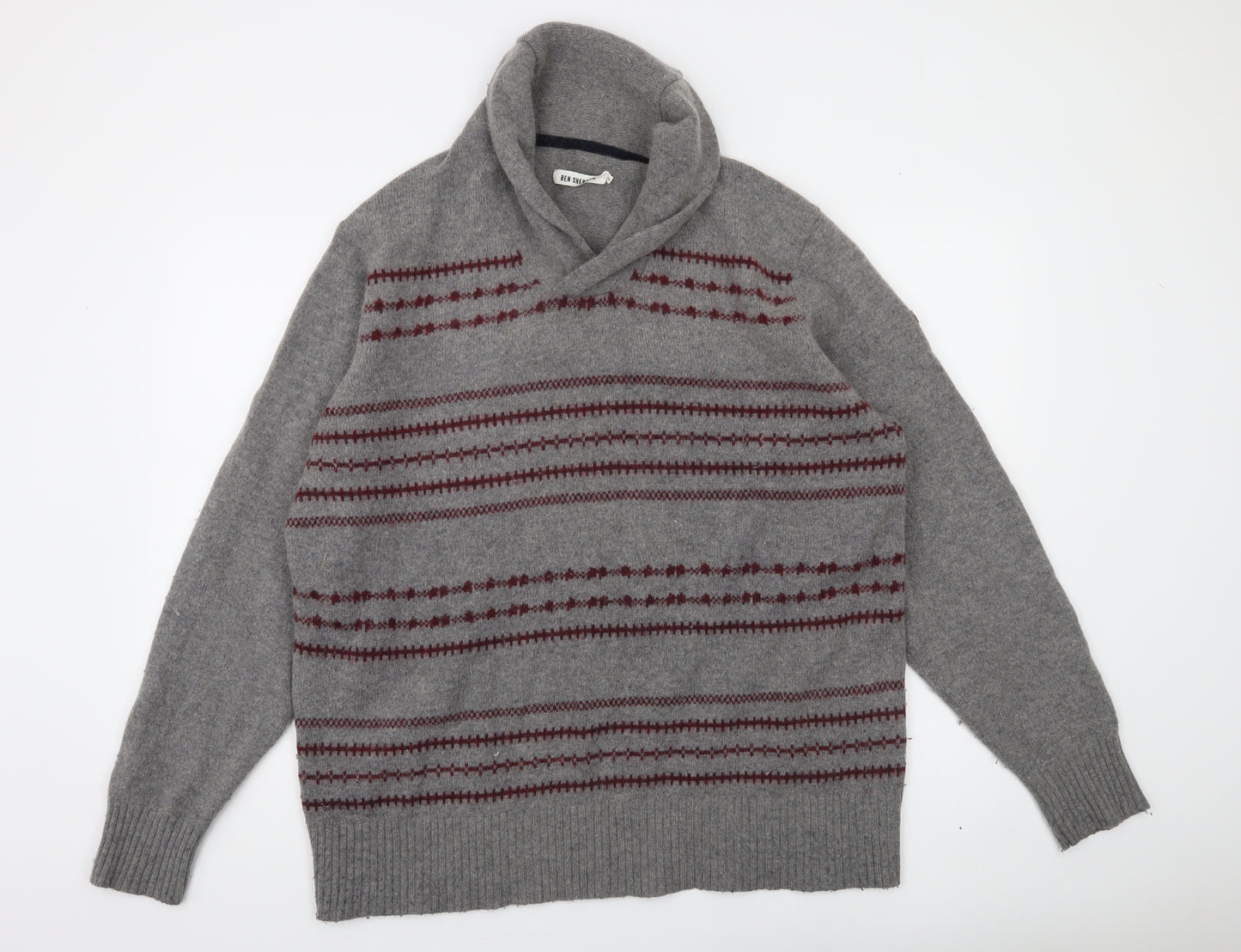 Ben Sherman Men's Grey XL Roll Neck Wool Jumper