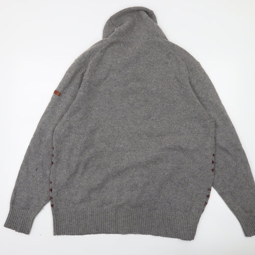 Ben Sherman Men's Grey XL Roll Neck Wool Jumper
