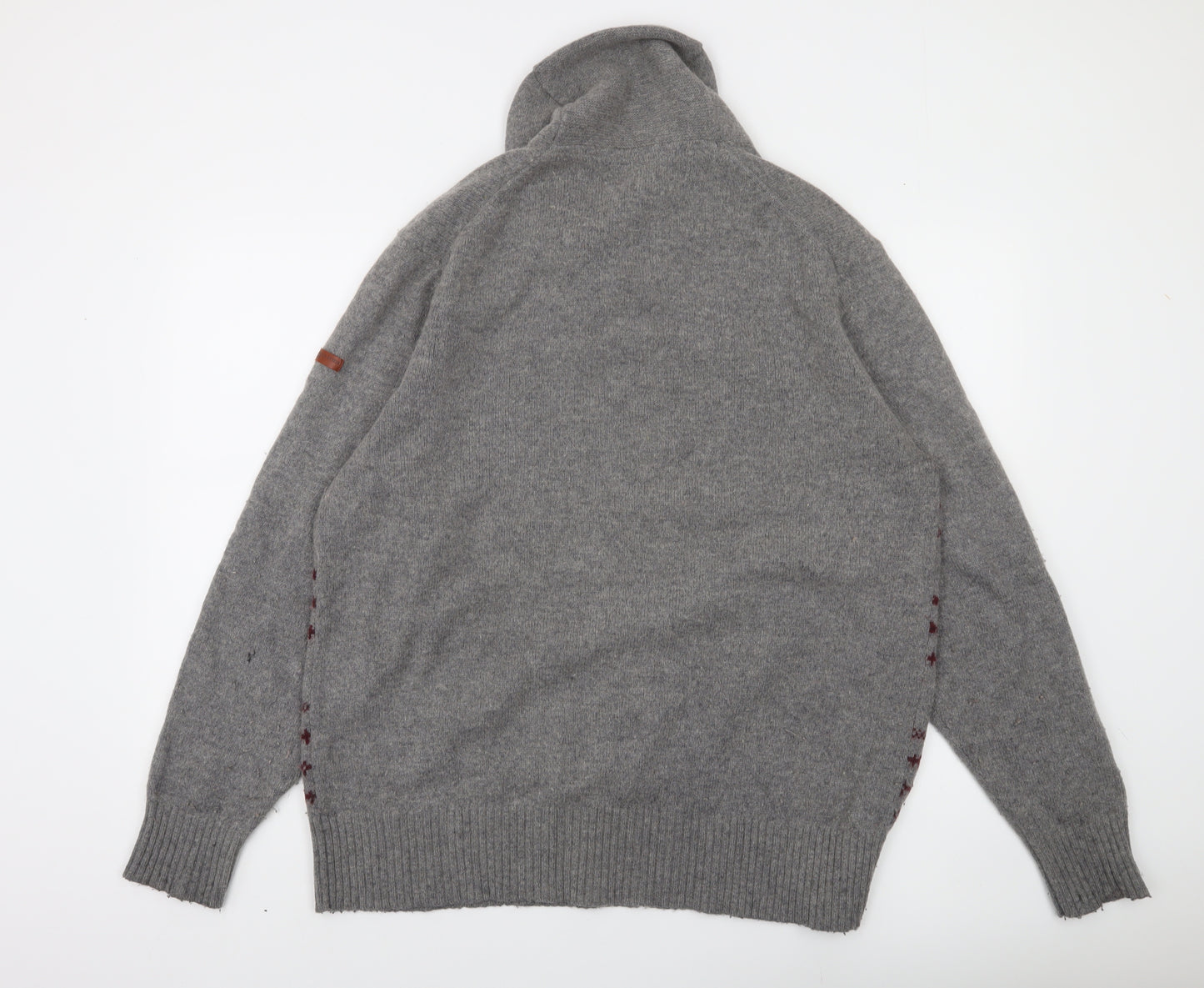 Ben Sherman Men's Grey XL Roll Neck Wool Jumper