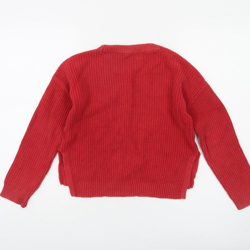 GAP Kids Girls Red Sequin Dog Cotton Jumper 10-11 Years Pullover