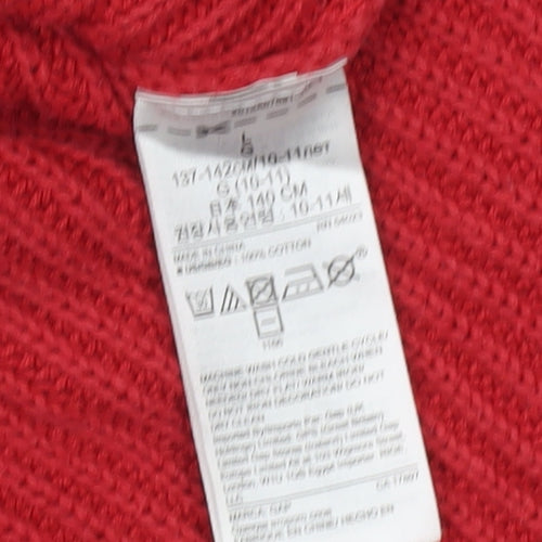GAP Kids Girls Red Sequin Dog Cotton Jumper 10-11 Years Pullover