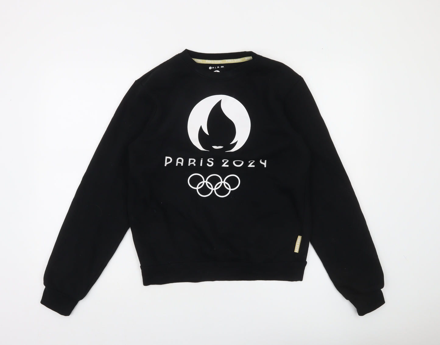 Paris 2024 Olympics Black Sweatshirt Women’s M Cotton Blend Pullover