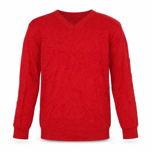 Guide London Men’s Red Cotton V-Neck Jumper Size L Lightweight Knit