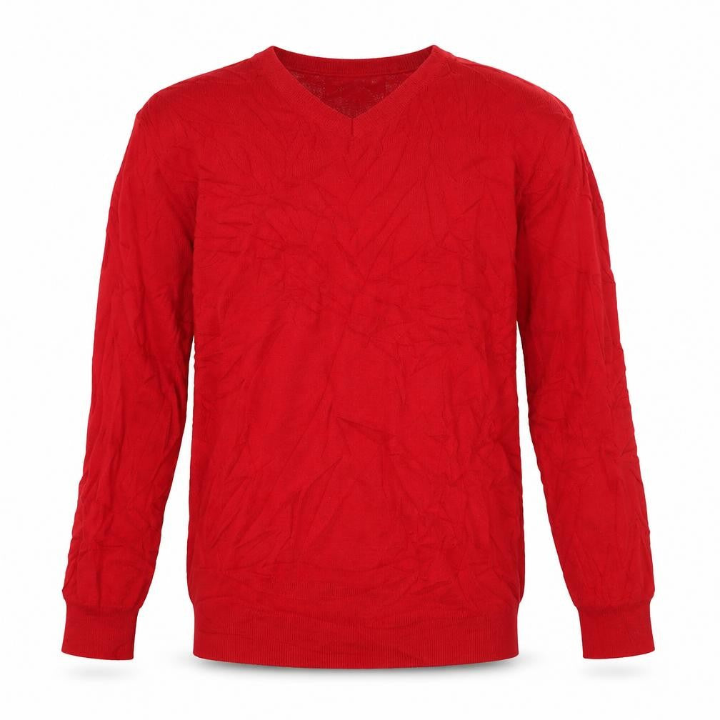 Guide London Men’s Red Cotton V-Neck Jumper Size L Lightweight Knit