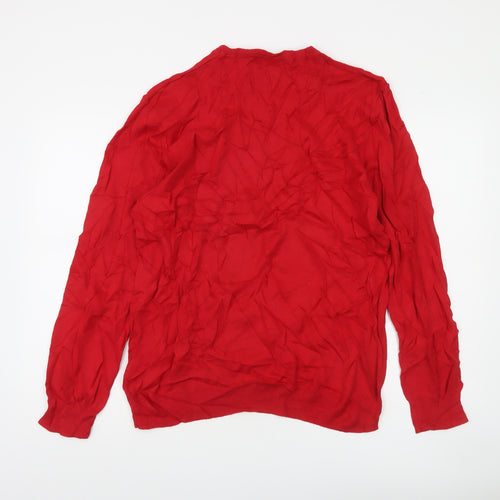 Guide London Men’s Red Cotton V-Neck Jumper Size L Lightweight Knit