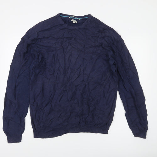 Racing Green Men's Blue Cotton Crew Neck Jumper Size L