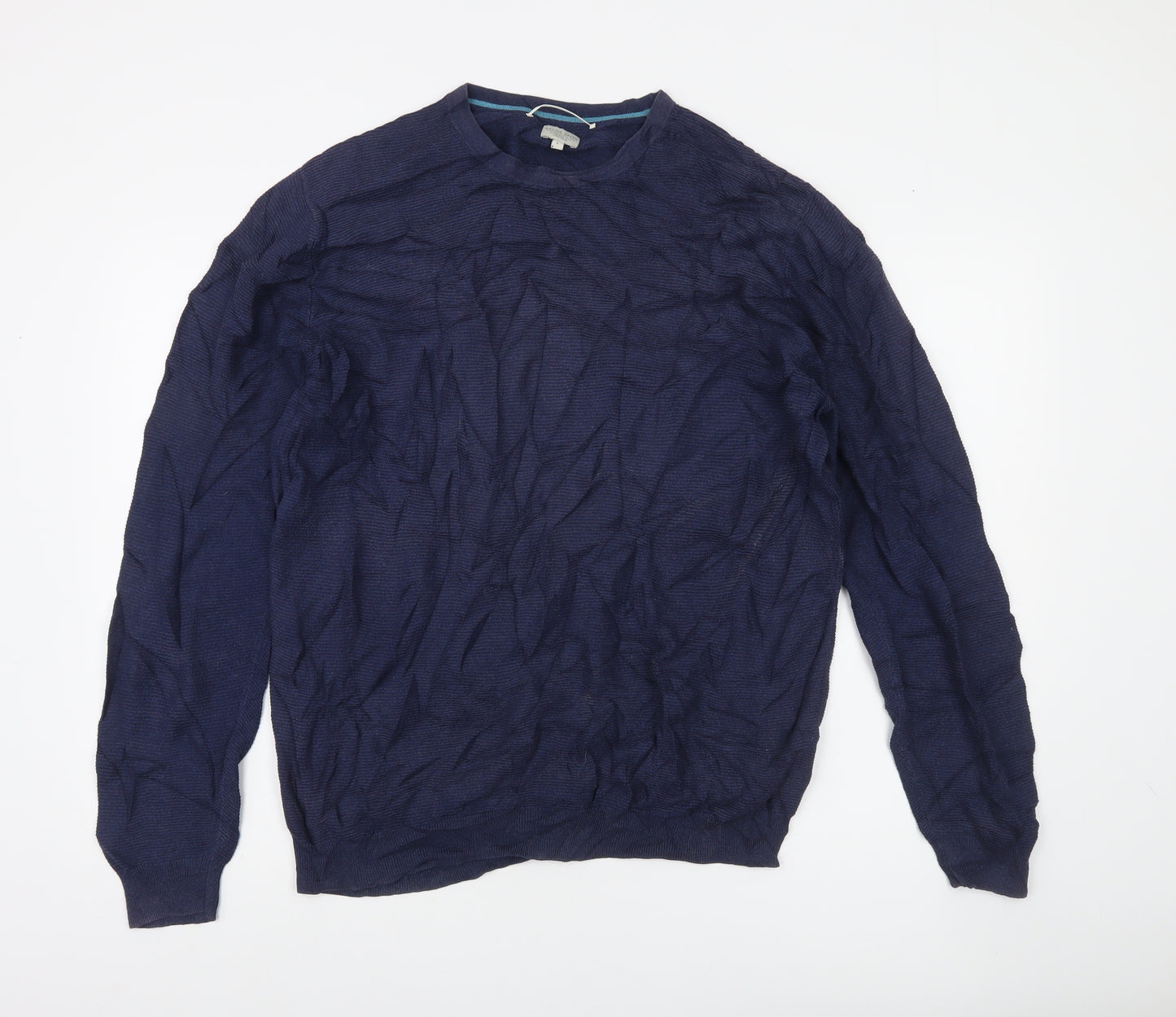 Racing Green Men's Blue Cotton Crew Neck Jumper Size L