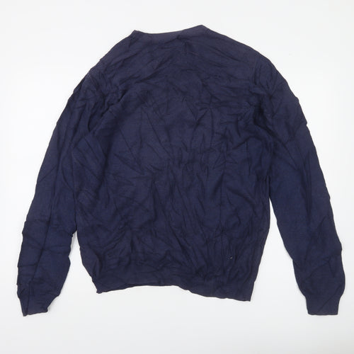 Racing Green Men's Blue Cotton Crew Neck Jumper Size L