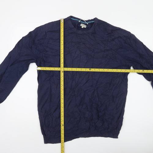 Racing Green Men's Blue Cotton Crew Neck Jumper Size L