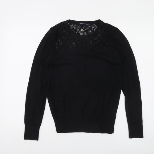 French Connection Women's Black Lace Panel Knit Jumper M