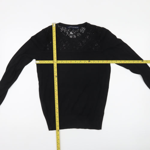 French Connection Women's Black Lace Panel Knit Jumper M