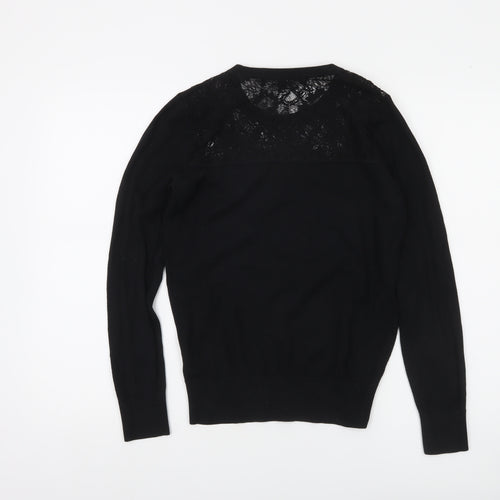 French Connection Women's Black Lace Panel Knit Jumper M
