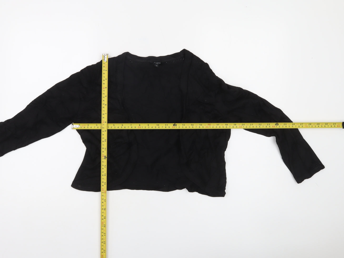 Hobbs Women Black Viscose Knit Open Cardigan Size 12