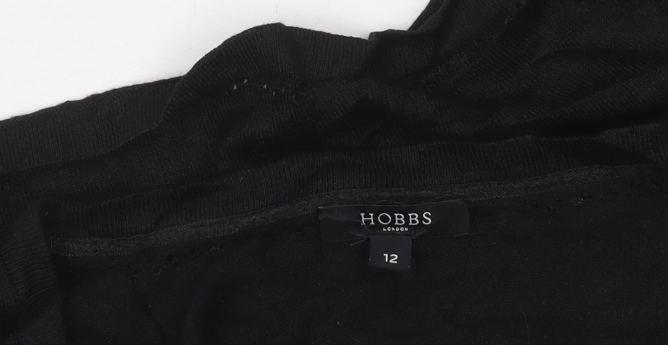 Hobbs Women Black Viscose Knit Open Cardigan Size 12
