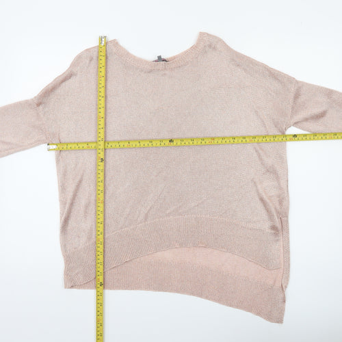 Phase Eight Women’s Pink Metallic Knit Short Sleeve Relaxed Jumper L