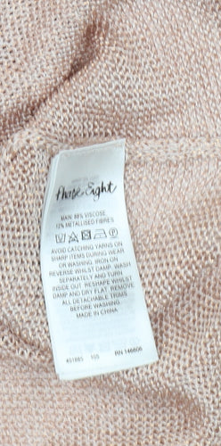 Phase Eight Women’s Pink Metallic Knit Short Sleeve Relaxed Jumper L